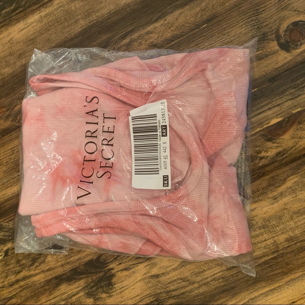 NWT PINK VS ribbed tie dye tank top
